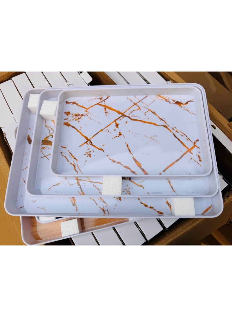 Set of 3 versatile melamine trays – glossy design with high edges