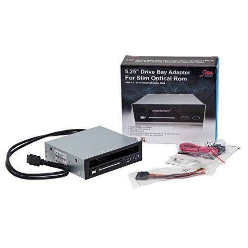 Syba 5.25" Bay Adapter for Slim Optical Drive, 2.5" Trayless Rack for Hard Drives HDD SSD, USB Hub - SY-MRA55005 - Image 3