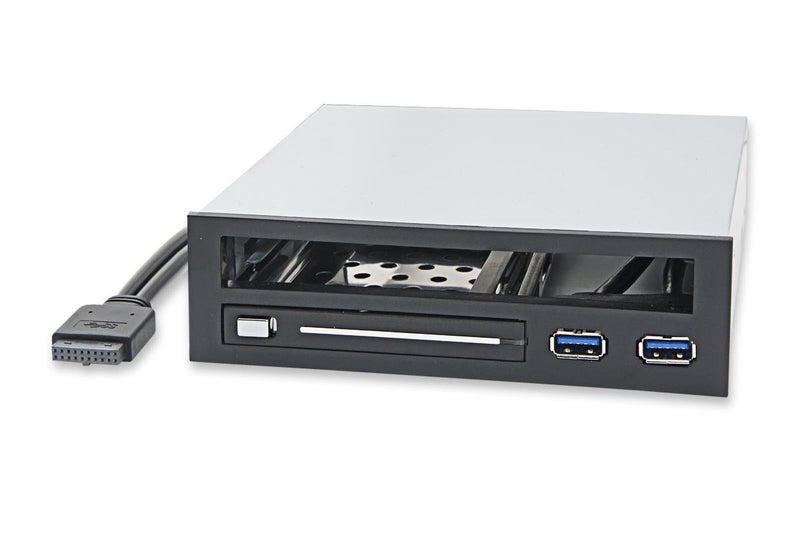 Syba 5.25" Bay Adapter for Slim Optical Drive, 2.5" Trayless Rack for Hard Drives HDD SSD, USB Hub - SY-MRA55005 - Image 1