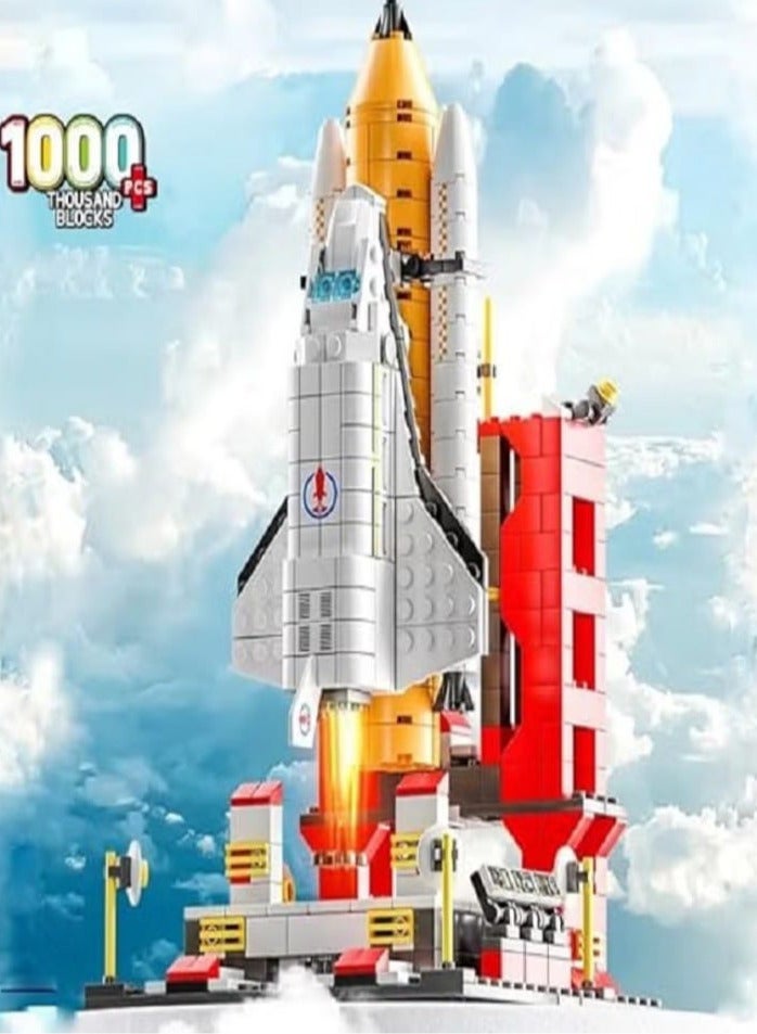 Spaceship Exploration Rocket Building Blocks Launcher Toys 6 in 1 Steam Space Building Blocks Kit Kids Birthday Gift (1000pcs) - Image 1