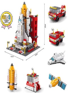 Generic Spaceship Exploration Rocket Building Blocks Launcher Toys 6 in 1 Steam Space Building Blocks Kit Kids Birthday Gift (1000pcs)  - Image 3