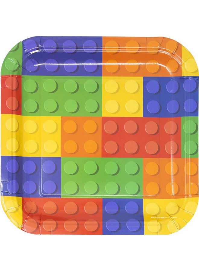 بلو أورتشدس عبوات لوازم الحفلات الفاخرة من الطوب (123 قطعة لـ 16 ضيفًا) لوازم حفلات البناء وديكورات أعياد ميلاد اللاعبين ومستلزمات حفلات الألعاب وكتل ديكور الحفلات من الطوب البساتين الزرقاء لعيد الميلاد - Image 4