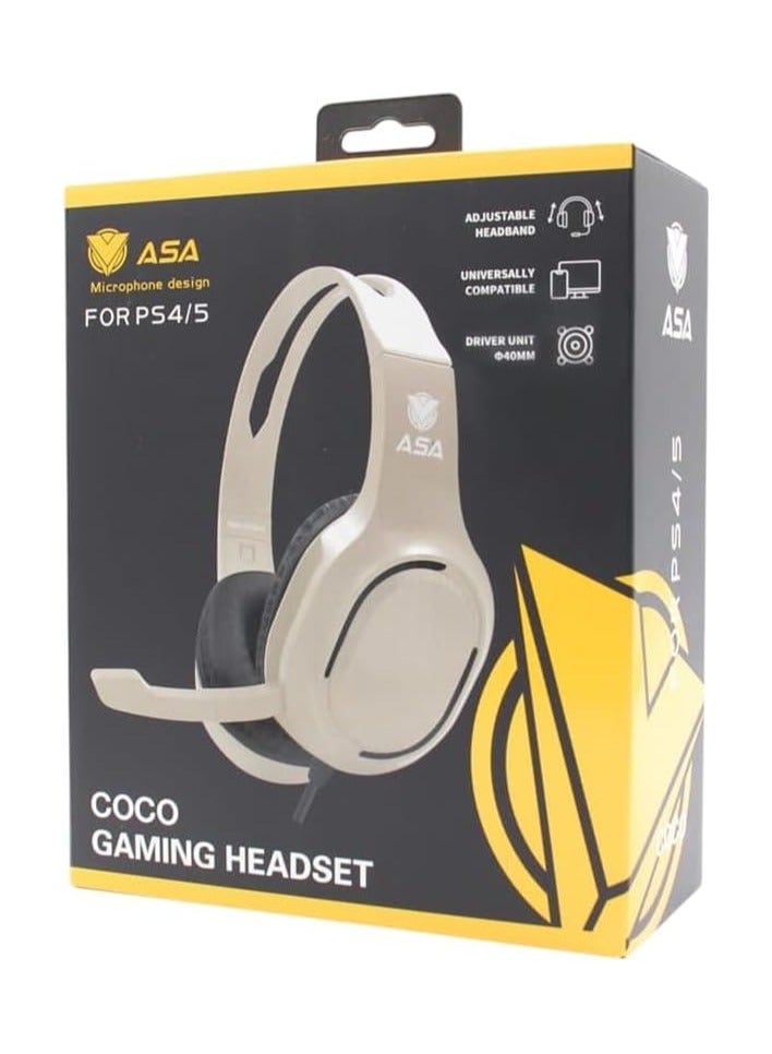 ASA Coco Gaming Headset for PS4/PS5, Adjustable Headband, Grey - Image 1