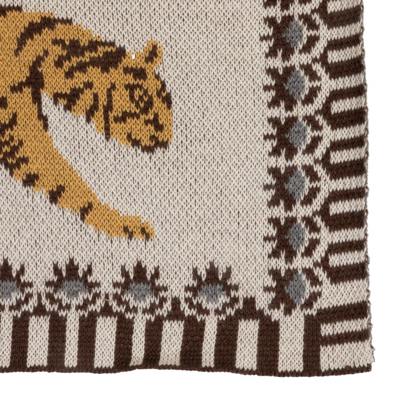 Creative Co-Op Cotton Knit Baby Blanket with Tigers, Multicolor - Image 5