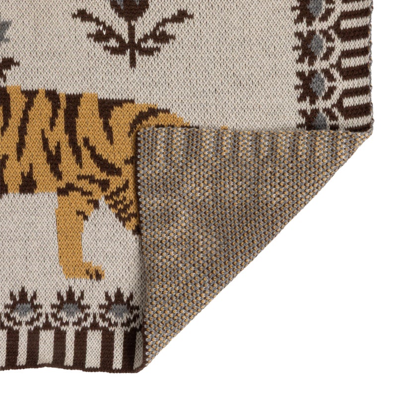 Creative Co-Op Cotton Knit Baby Blanket with Tigers, Multicolor - Image 4