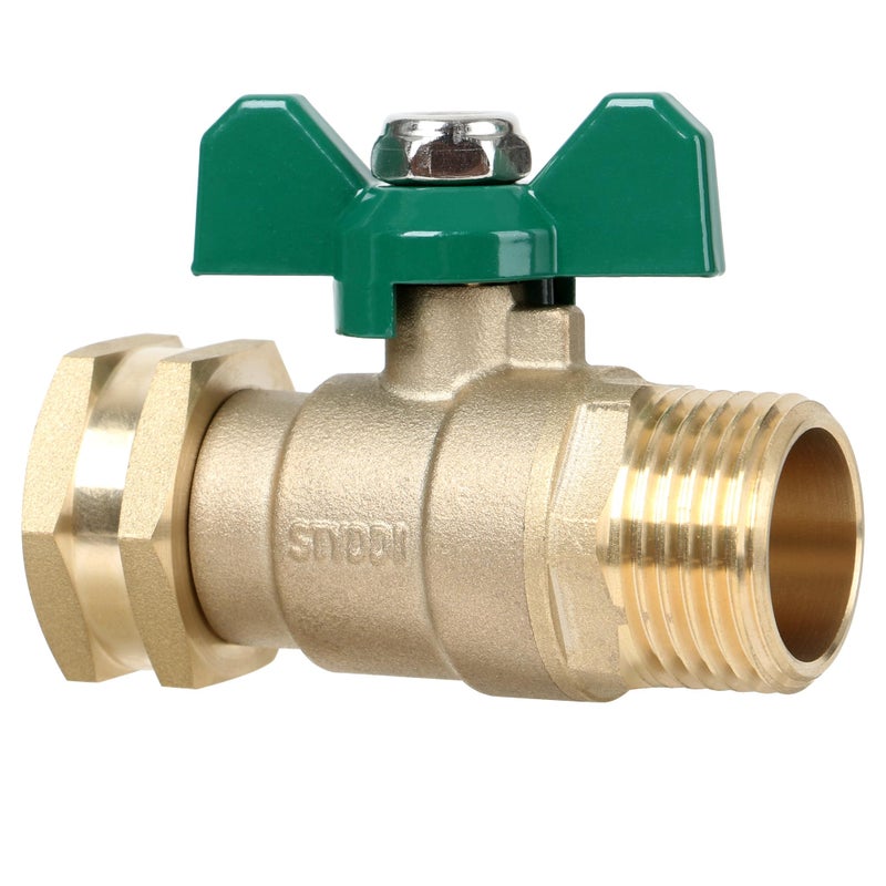 STYDDI Full Flow Brass Garden Hose Shut Off Valve, Heavy Duty 1-Way No Restricted-Flow Water Shut-Off Connector, 3/4â€ GHT High Flow Hose Ball Valve Adapter Coupling, Lawn Hose-end Flow Control Valve - Image 1