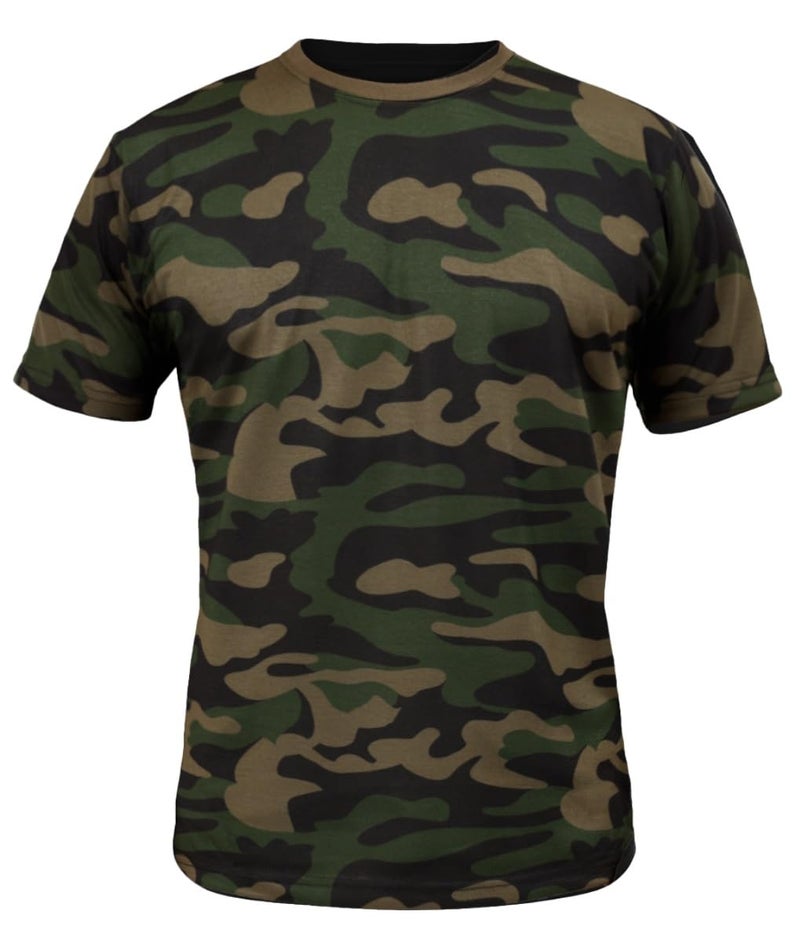 LEOTUDE Men Cotton Blend Regular Fit Half Sleeve Round Neck t shirt (99_CAMO_Mix_P_Olive_2XL) - Image 5