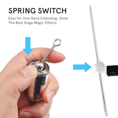 Healifty 2pcs Metal Appearing Cane: Magician Wand Retractable Collapsible Stick for Professional Stage Close- up Tricks Accessories - Image 3