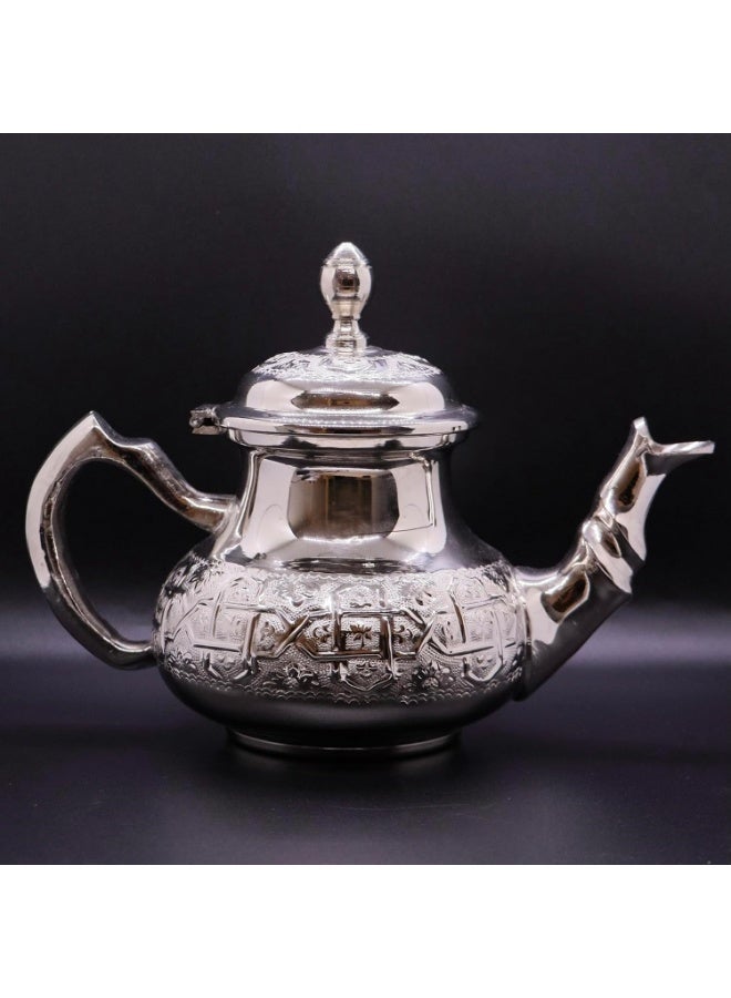 Handcrafted Moroccan Silver Brass Teapot, Heat‑Resistant - Image 2