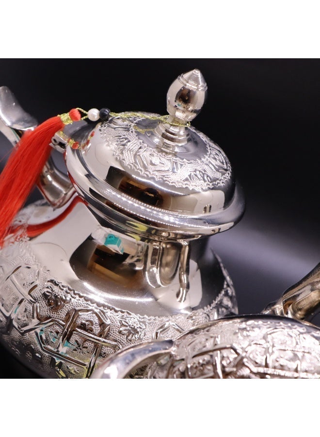 Handcrafted Moroccan Silver Brass Teapot, Heat‑Resistant - Image 4