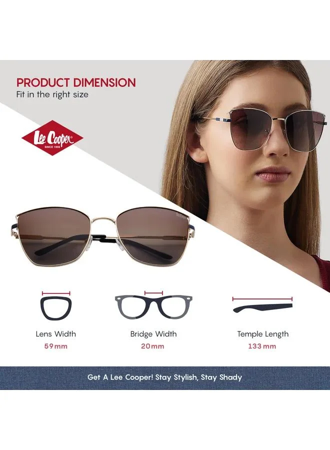 Lee Cooper Polarized Sunglasses Gold Frame Gradient Brown Mirror Lens 59mm  - LC1202C02