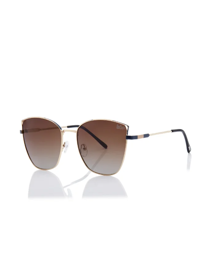 لي كوبر Polarized Sunglasses Gold Frame Gradient Brown Mirror Lens 59mm  - LC1202C02