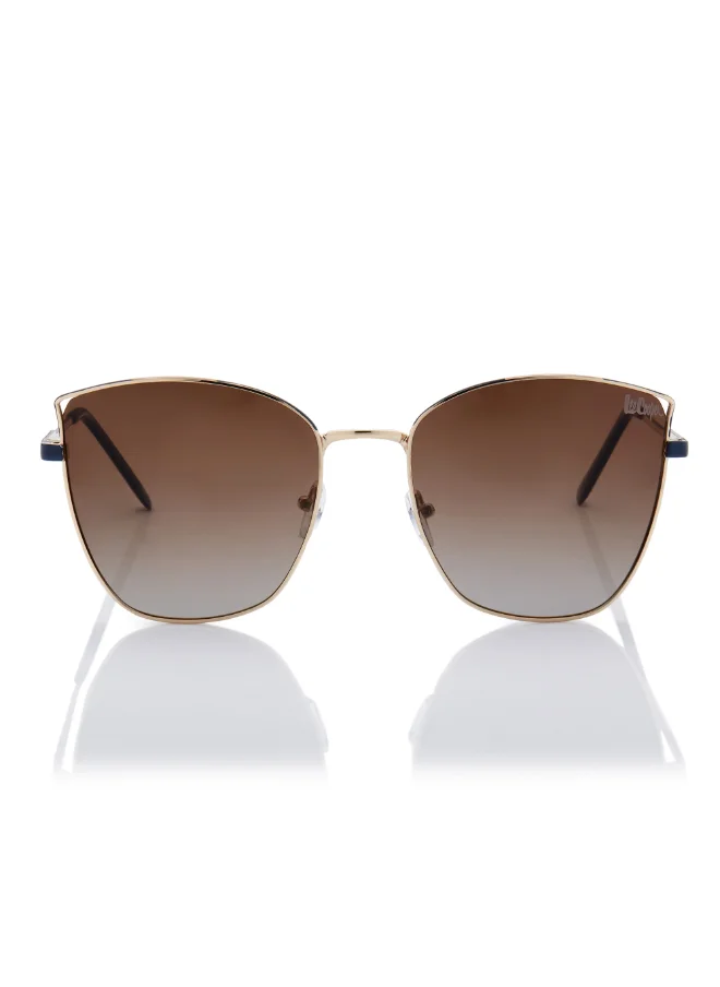 لي كوبر Polarized Sunglasses Gold Frame Gradient Brown Mirror Lens 59mm  - LC1202C02