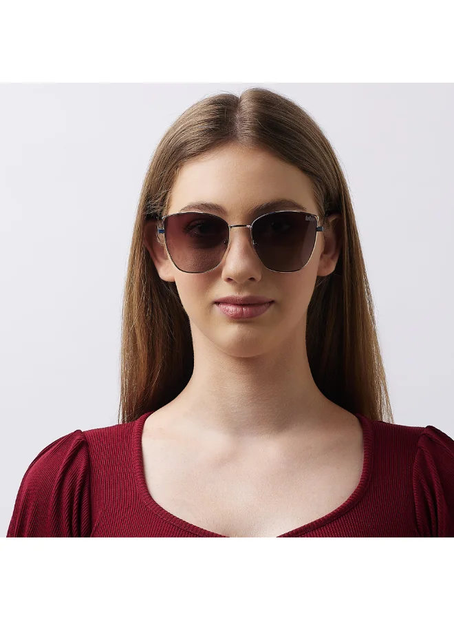 Lee Cooper Polarized Sunglasses Gold Frame Gradient Brown Mirror Lens 59mm  - LC1202C02
