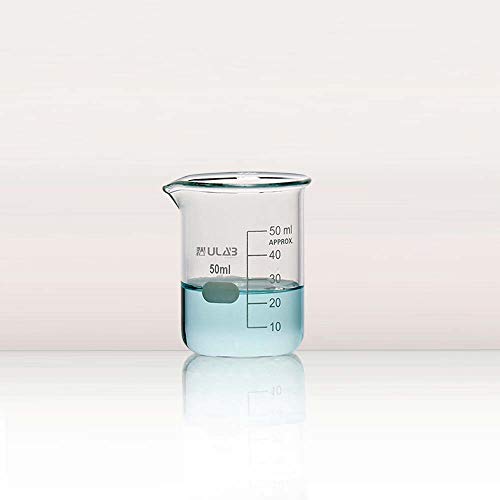ULAB Scientific Glass Beakers Shot Glass, Vol. 50ml, 3.3 Borosilicate Griffin Low Form with Printed Graduation, Pack of 12, UBG1013 - Image 3