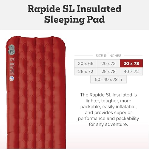 Big Agnes Rapide SL - Insulated Sleeping Pad, Ultralight, All Season Compact Backpacking and Hiking, Pumphouse Sack Included, Orange, 20x78 Long - Image 2
