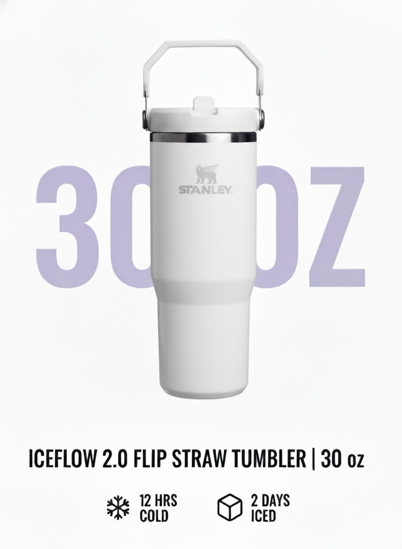Stanley IceFlow 30oz Flip Straw Tumbler Winter Stainless Steel Vacuum Insulated Water Bottle with Leakproof Lid Foldable Handle Keeps Drinks Cold for 12 Hours - Image 4
