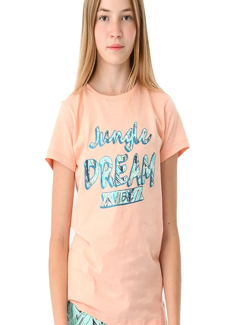 URBASY Urbasy Girls/Teens Pink Glitter Printed Round Neck Fashion T-shirt