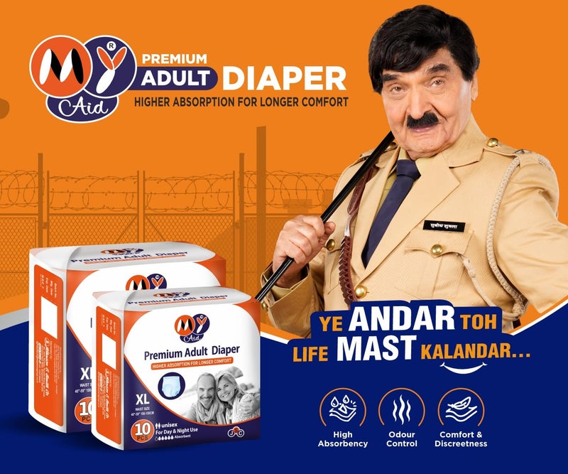 MYAID Unisex Premium Adult Diaper Medium Size. Pant Style. Higher Absorption & Longer Comfort - M Size (10 Pc) Pack of 1 - Image 5