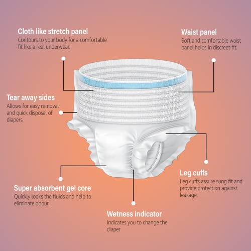 MYAID Unisex Premium Adult Diaper Medium Size. Pant Style. Higher Absorption & Longer Comfort - M Size (10 Pc) Pack of 1 - Image 2