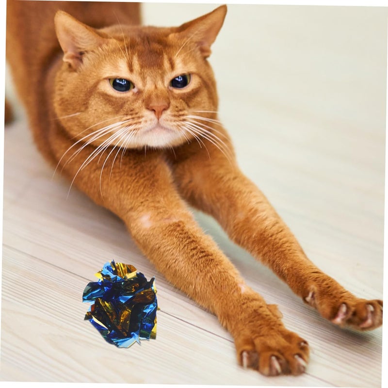 25 Pcs Silver Metallic Crinkle Balls for Cat Interactive Play and Kitten Entertainment - Image 5