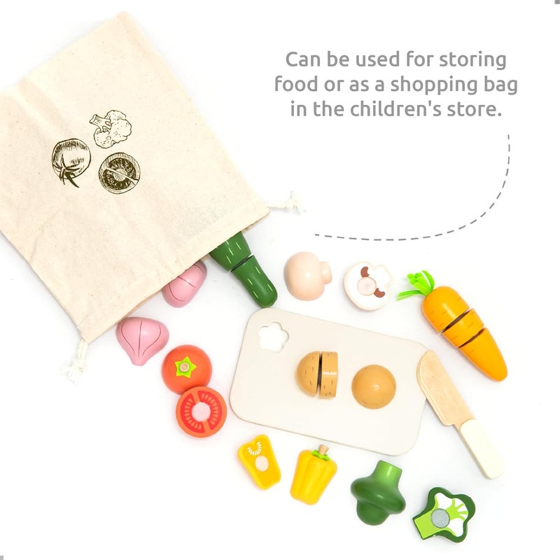 umu Cutting Vegetable Set - Wooden Play Food Kitchen Accessory, Multi - Pretend Play Accessories, Wooden Cutting Fruit Toys for Toddlers and Kids Ages 3+ - Image 3