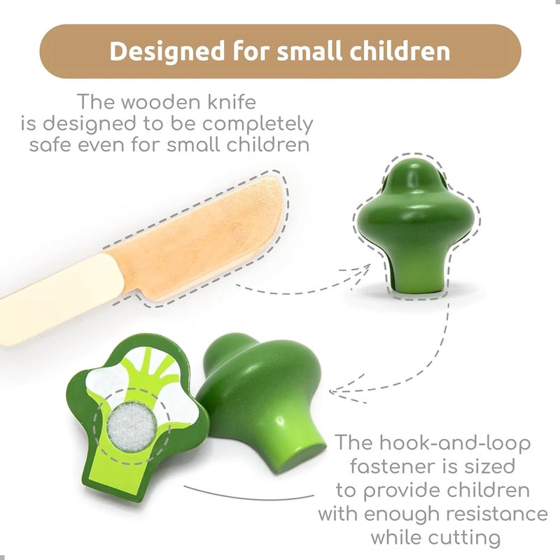umu Cutting Vegetable Set - Wooden Play Food Kitchen Accessory, Multi - Pretend Play Accessories, Wooden Cutting Fruit Toys for Toddlers and Kids Ages 3+ - Image 5
