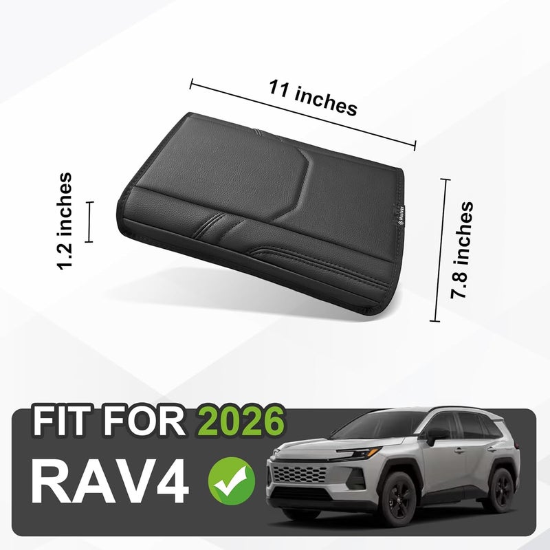 Muslogy Center Console Armrest Cover Compatible with 2026 Toyota RAV4 Accessories Comfort Armrest Pad Cushion Box Lid Cover Vegan Leather Protector Regular Thick(OEM Style) - Image 2