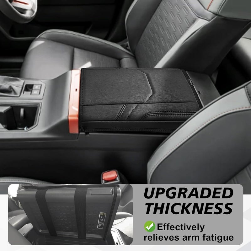 Muslogy Center Console Armrest Cover Compatible with 2026 Toyota RAV4 Accessories Comfort Armrest Pad Cushion Box Lid Cover Vegan Leather Protector Regular Thick(OEM Style) - Image 4