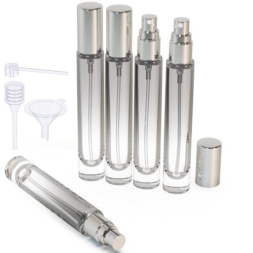 Jagolain 5Pcs Mini Perfume Refillable Travel Bottles 10ml Perfume Atomiser Sprayer Glass Bottle Portable For Travel Holidayoutdoor Activities and Sample Container Grey - Image 1