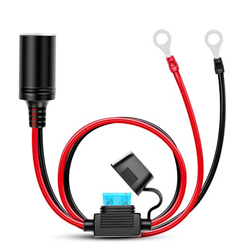 Nilight Female Cigarette Lighter Outlet 3Ft + Eyelet Terminal Plug and Blade Fuse Holder 12V 16AWG Heavy Duty Cable Accessory DC Power 12 24Volt Socket for Car Tire Inflator Air Pum - Image 1