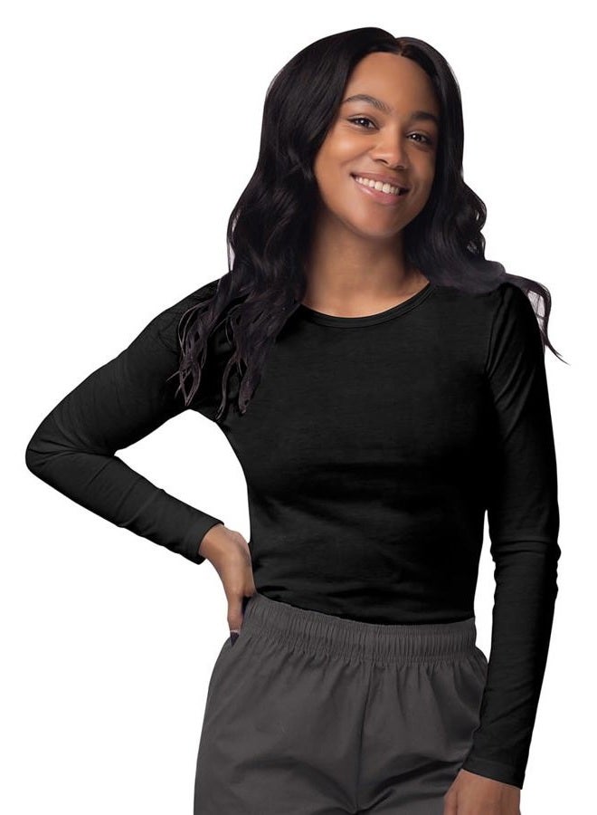 Sivvan Women's Comfort Long Sleeve T-Shirt/Underscrub Tee - S8500 - Black - L - Image 1