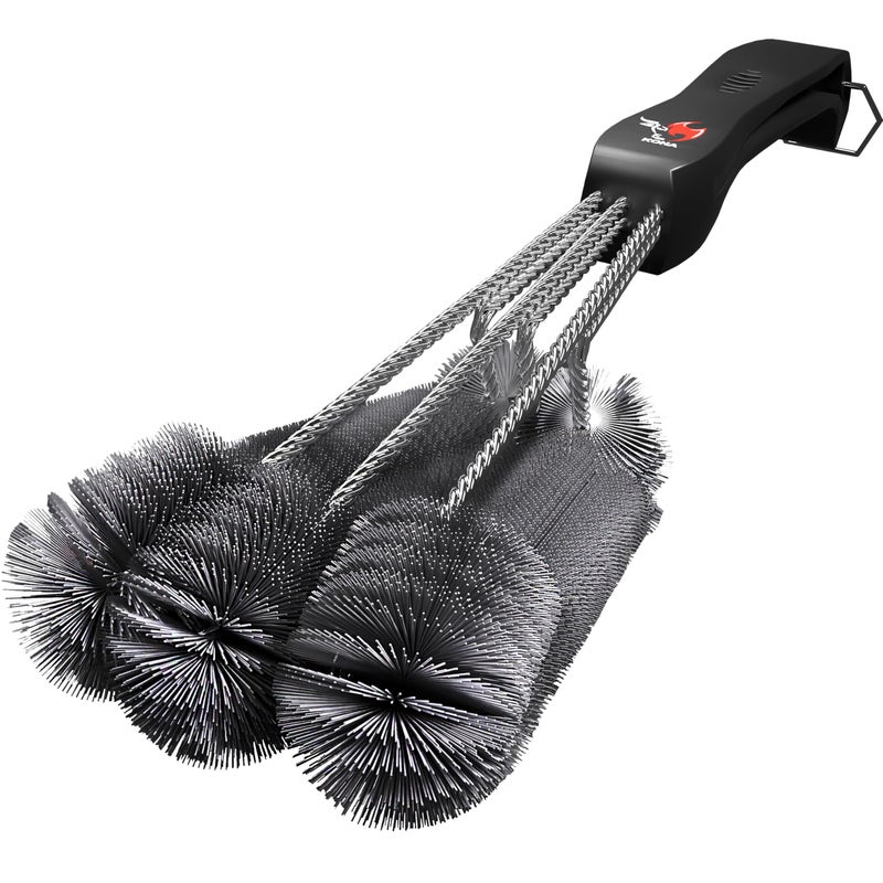 Kona 360 Clean Grill Brush â€“ Powerful Grill Cleaner & BBQ Grill Brush for Outdoor Grill â€“ Safe, Bristle BBQ Brush Grill Scraper, Accessory for Easy 30 Second Grill Cleaning - 18 Inch Long Handle - Image 1