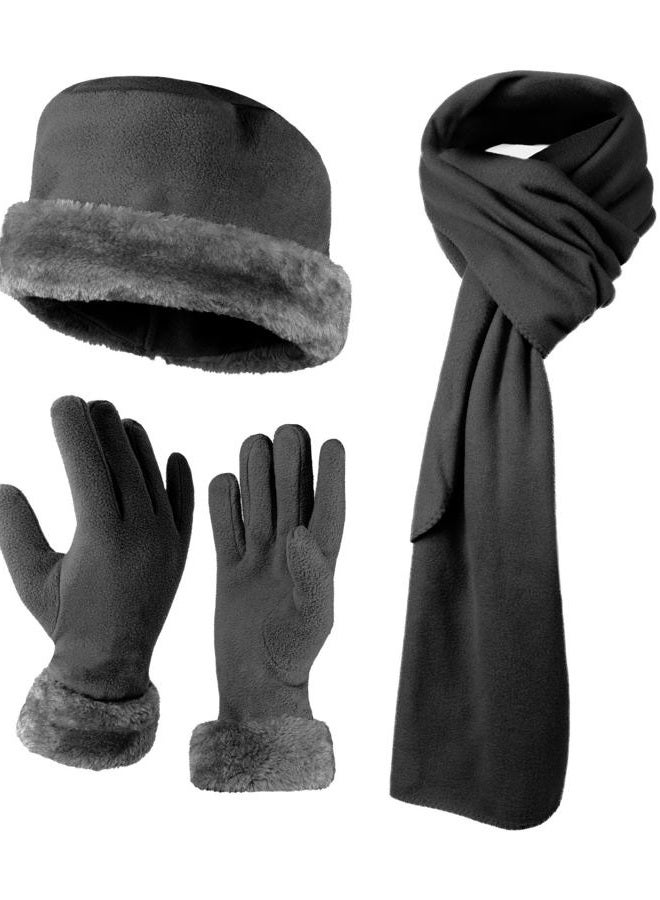 boxed-gifts Women's Warm Fleece Winter - Women's Hat and Glove Set + Hats Gloves Scarves for Women, Dark Charcoal, One size - Image 1