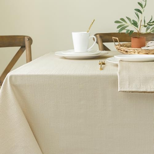 Benson Mills Cameron Textured Fabric Table Cloth, for Everyday Home Dining, Parties, Weddings & Holiday Tablecloths (60" x 140" Rectangular, Flax/Beige/Taupe) - Image 3