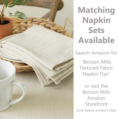 Benson Mills Cameron Textured Fabric Table Cloth, for Everyday Home Dining, Parties, Weddings & Holiday Tablecloths (60" x 140" Rectangular, Flax/Beige/Taupe) - Image 2