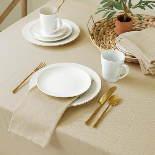 Benson Mills Cameron Textured Fabric Table Cloth, for Everyday Home Dining, Parties, Weddings & Holiday Tablecloths (60" x 140" Rectangular, Flax/Beige/Taupe) - Image 4