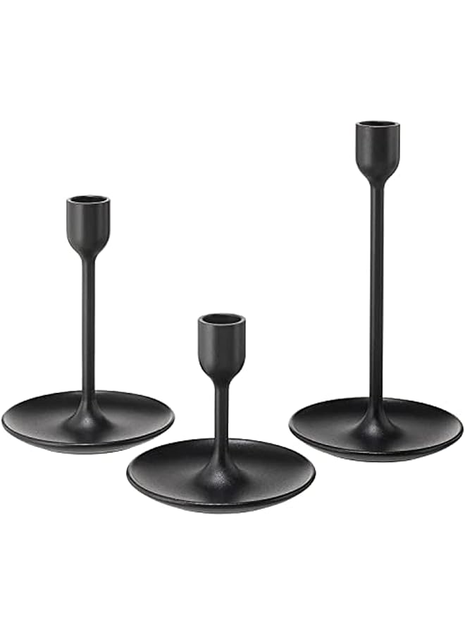 The Bros Matte Black Candle Holders Set of 3 for Taper Candles, Decorative Candlestick Holder for Wedding, Dinning, Party. - Image 1