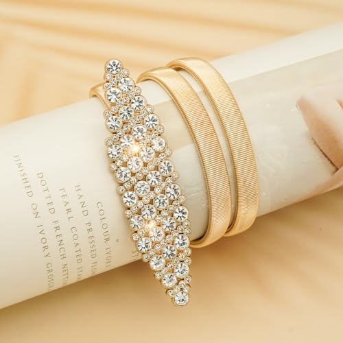 LIMHOO Women's Skinny Metal Waist Belt Elastic Thin Waist Belt for Dress Stretch Chain Belt (HY19414-Gold-S) - Image 5