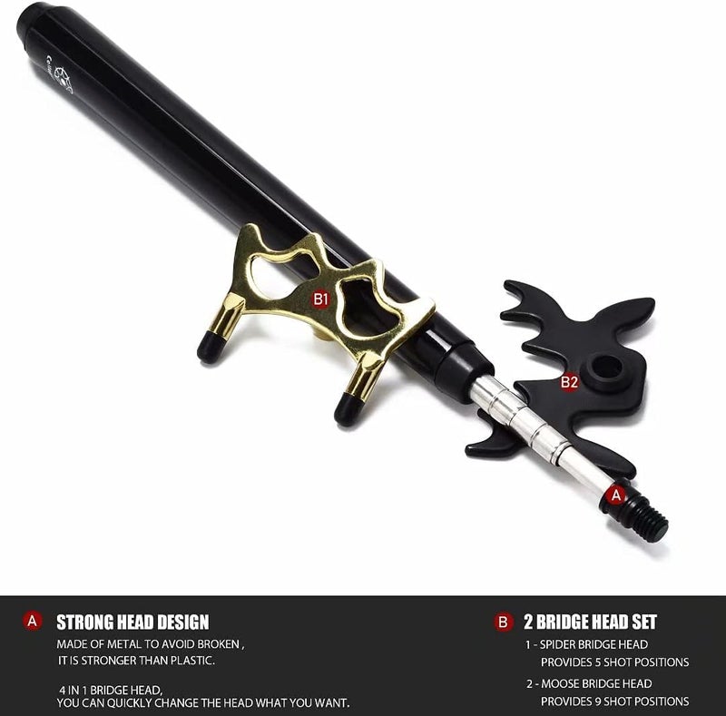 Collapsar Retractable Billiards Pool Cue Stick Bridge with Removable Metal Bridge Head,Billiards Pool Cue Accessory for Pool Table - Image 4