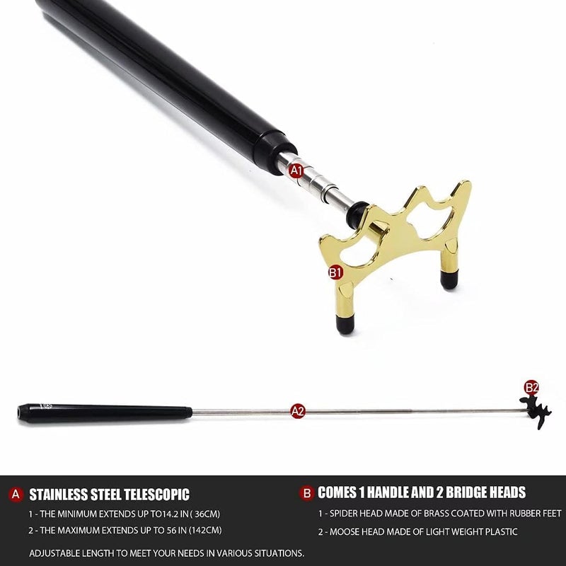 Collapsar Retractable Billiards Pool Cue Stick Bridge with Removable Metal Bridge Head,Billiards Pool Cue Accessory for Pool Table - Image 3