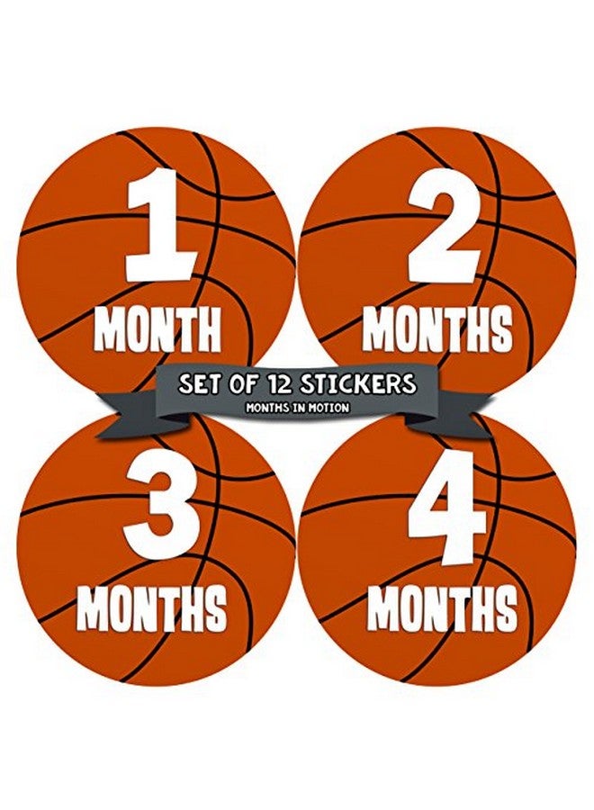 Months In Motion Baby Monthly Stickers Monthly Milestone Stickers Baby Month Stickers For Boy Basketball Sports Style 225 - Image 1