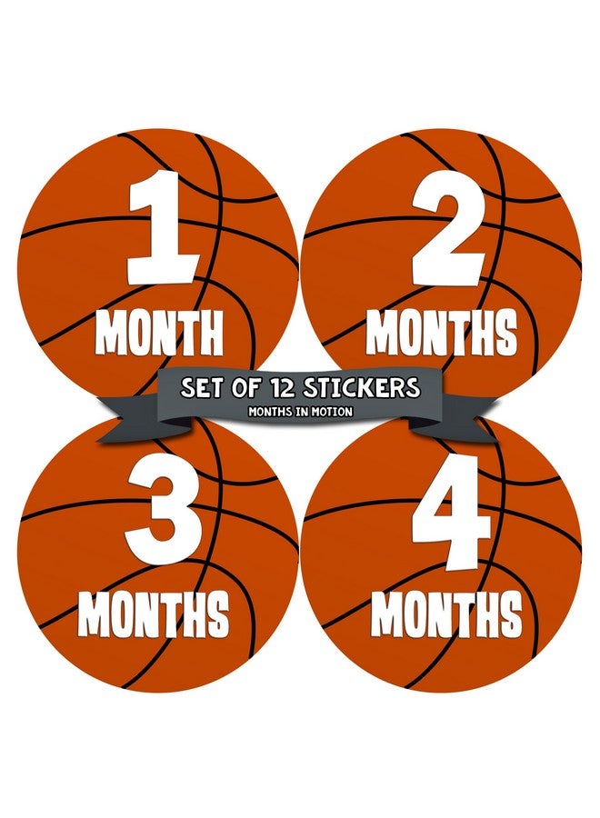 Months In Motion Baby Monthly Stickers Monthly Milestone Stickers Baby Month Stickers For Boy Basketball Sports Style 225 - Image 2