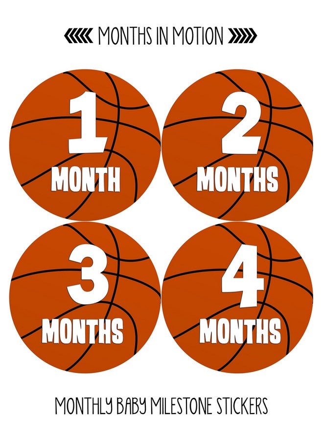 Months In Motion Baby Monthly Stickers Monthly Milestone Stickers Baby Month Stickers For Boy Basketball Sports Style 225 - Image 3