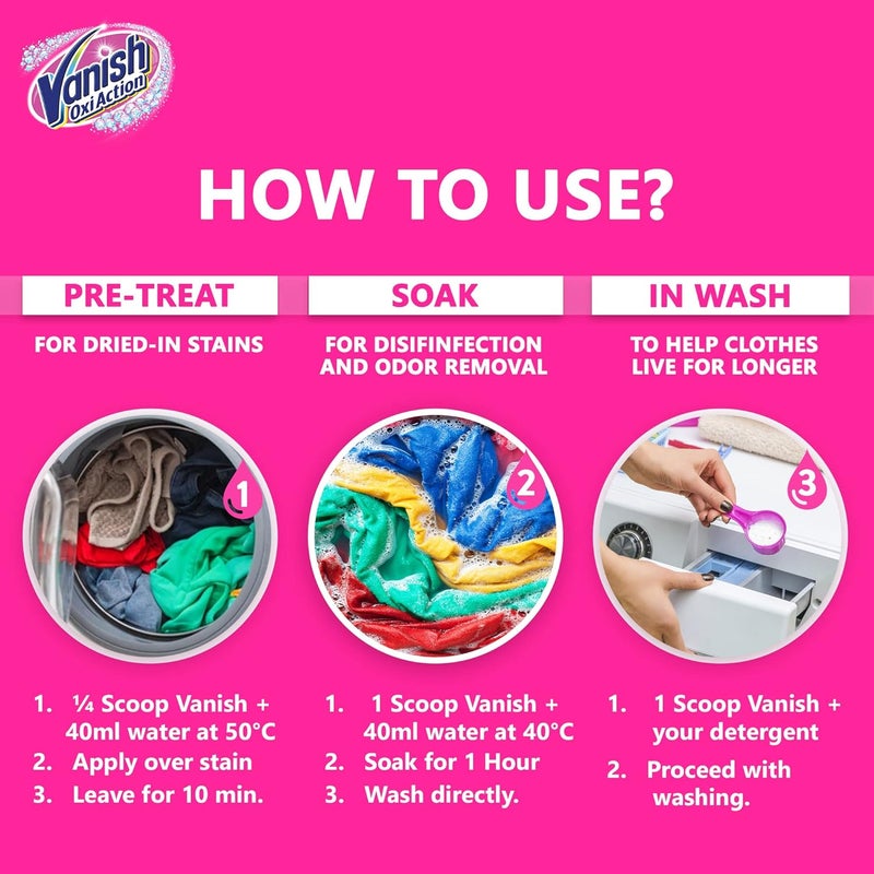 Laundry Stain Remover Oxi Action Powder for Colors & Whites 700g - Image 5