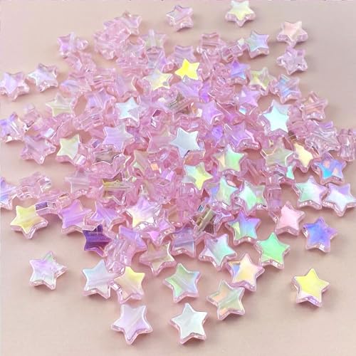 INDIKONB Rainbow Shine Acrylic Star Charms for Jewellery Making | Multicolour Plastic Shapes for Bracelet Craft, Phone Charm, DIY Projects & Kids Art (White) - Image 2
