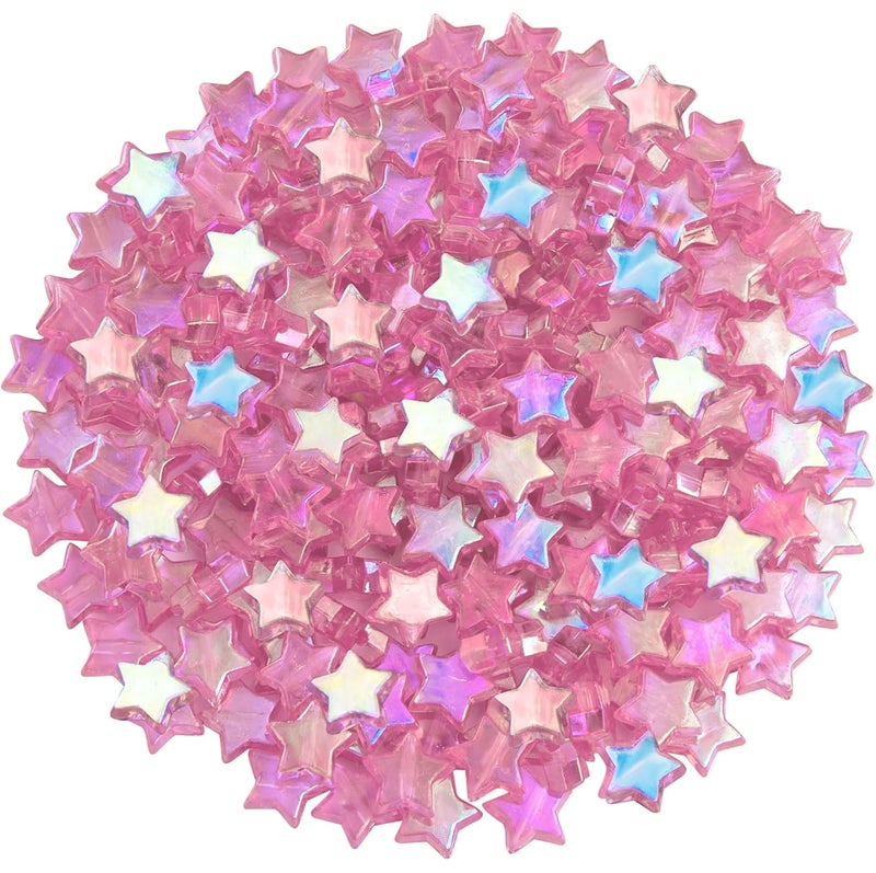 INDIKONB Rainbow Shine Acrylic Star Charms for Jewellery Making | Multicolour Plastic Shapes for Bracelet Craft, Phone Charm, DIY Projects & Kids Art (White) - Image 1