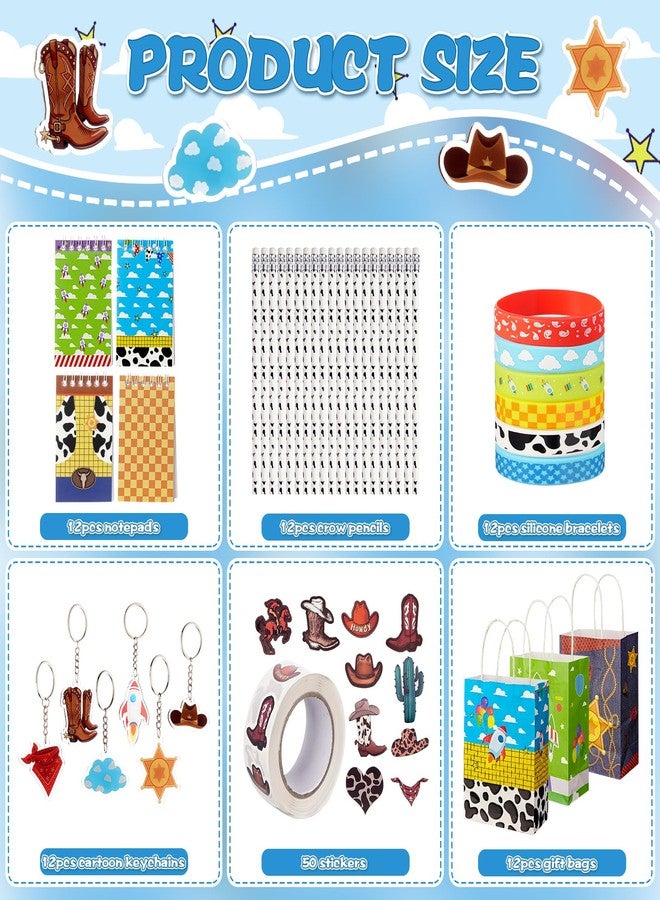 Vanblue 110 Pcs Cartoon Story Party favors Cow Pattern Birthday Decorations Set Gift for Kids Treasure Box Toys for Classroom School Reward Gift Prizes Notebooks Goodie Bag Stuffers - Image 3