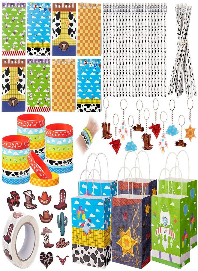 Vanblue 110 Pcs Cartoon Story Party favors Cow Pattern Birthday Decorations Set Gift for Kids Treasure Box Toys for Classroom School Reward Gift Prizes Notebooks Goodie Bag Stuffers - Image 1