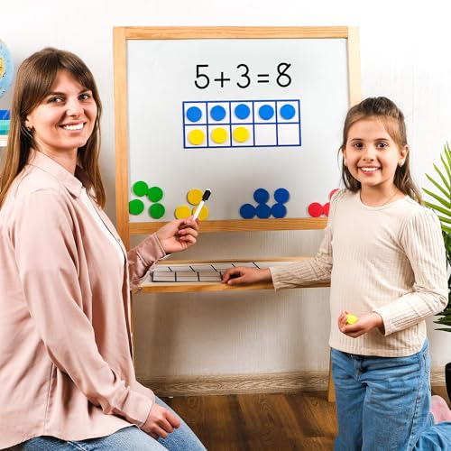 Simply magic 48 PCS Magnetic Ten Frames - Math Manipulatives for Elementary Classroom & Kindergarten - 4 Ten Frames & 44 Math Counters for Kids, Math Games for Kindergarten - Jumbo Ten Frame Set - Image 2